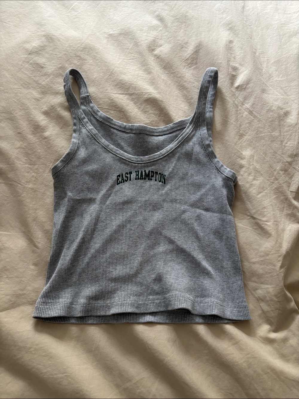 Brandy Melville Gray Ribbed "East Hampton" Tank Top